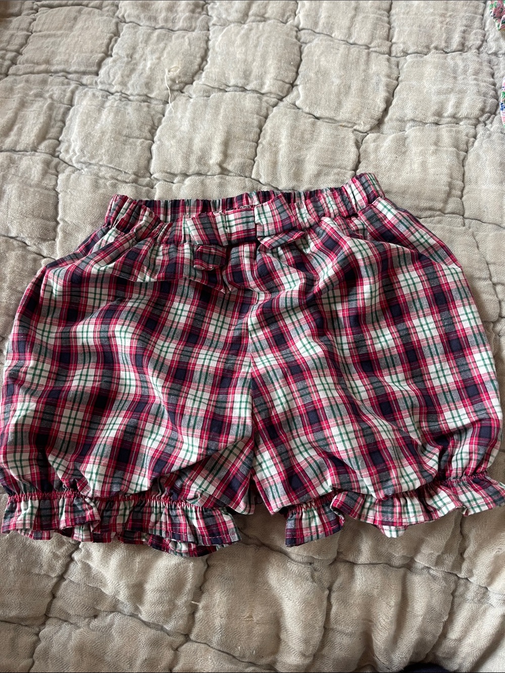 The Beaufort Bonnet Company Red Pink Green Plaid Ruffle Bloomers Shorts